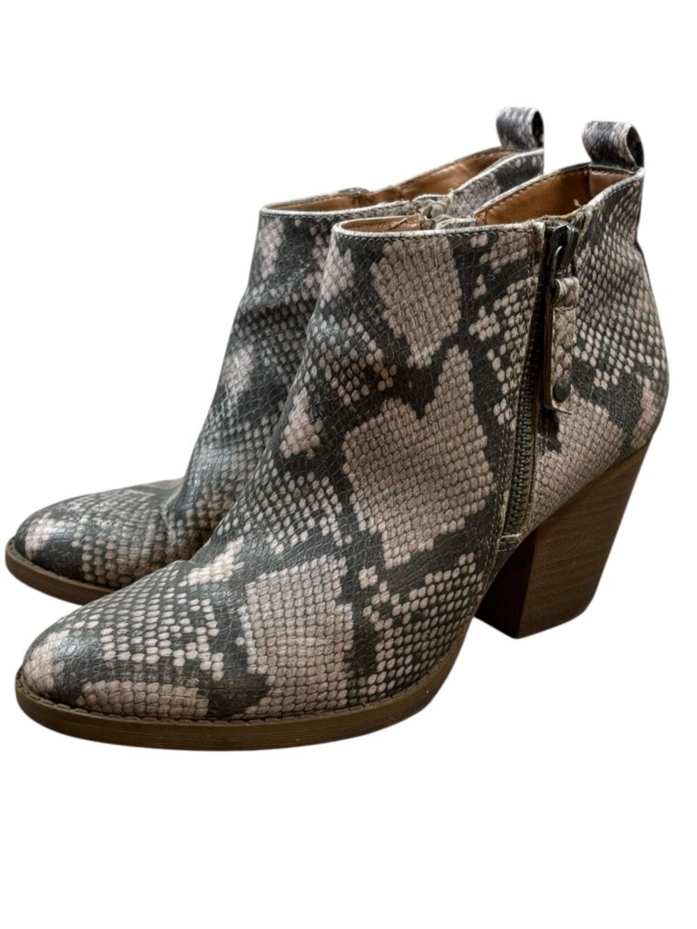 Universal Thread Jameson Gray Faux Snakeskin Block Heel Ankle Booties